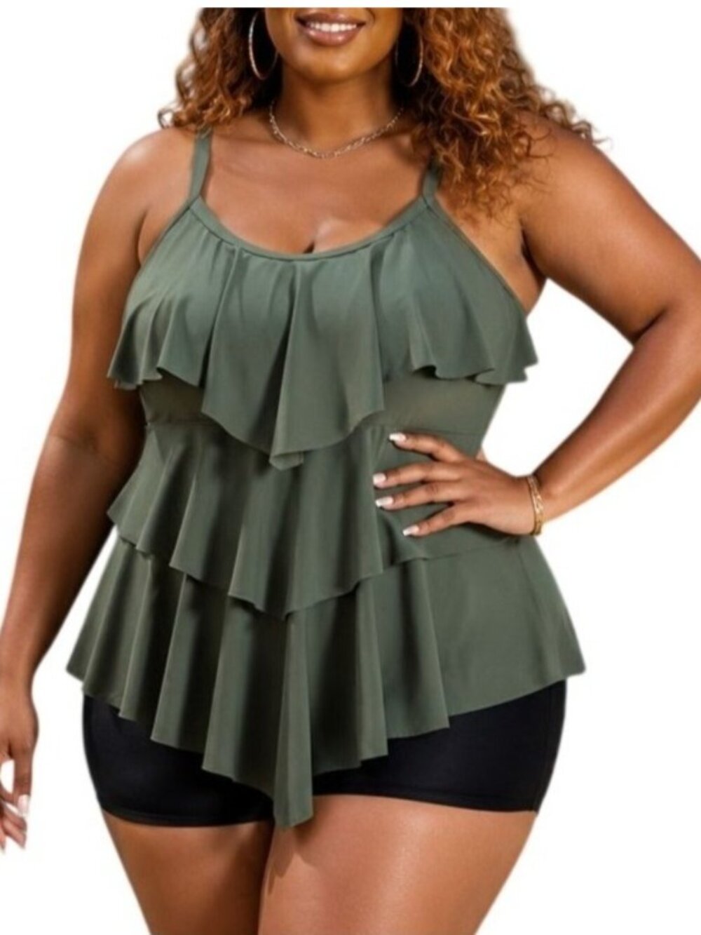 B2prity Size 2XL Two Piece Swim Set Ruffle Swim Top High-Waisted Boyshorts